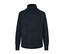 Pull à col roulé en grosse maille bleu foncé.