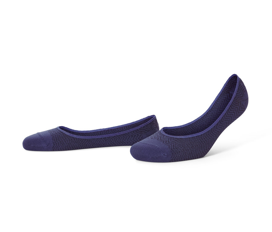 Deux paires de socquettes de sport bleues sur fond blanc.