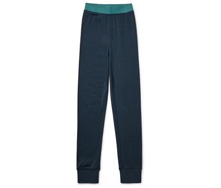 Leggings bleu marine avec une taille turquoise.