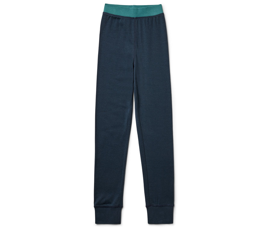 Leggings bleu marine avec une taille turquoise.