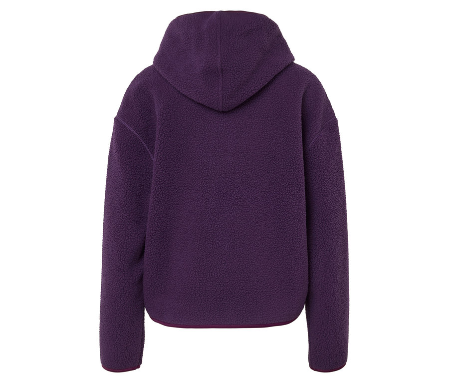 Sweat à capuche violet en polaire vu de dos.