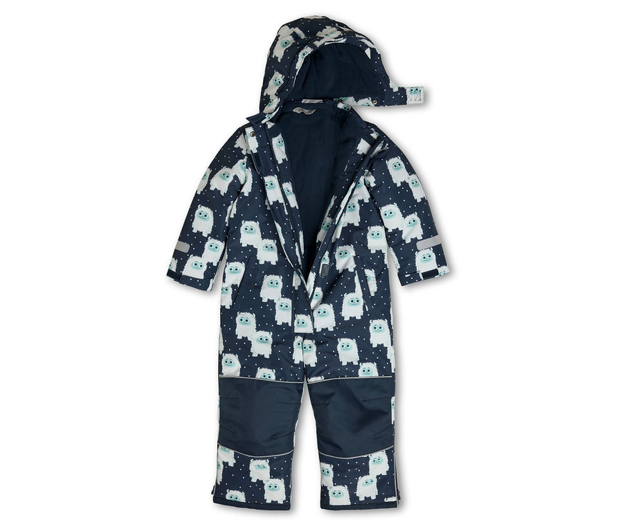 Combinaison de neige pour enfant, yéti, avec fermeture éclair intégrale et motif yéti.