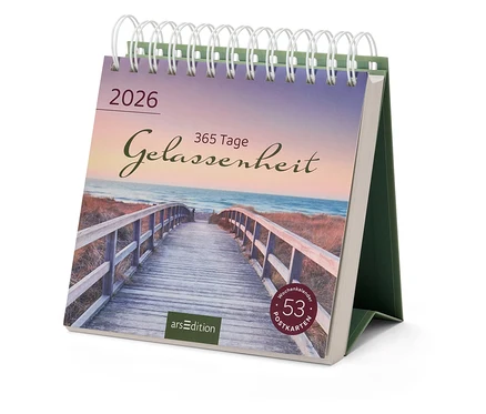 Calendrier de table 2026 – 365 jours de sérénité avec une image d'un chemin vers la mer.