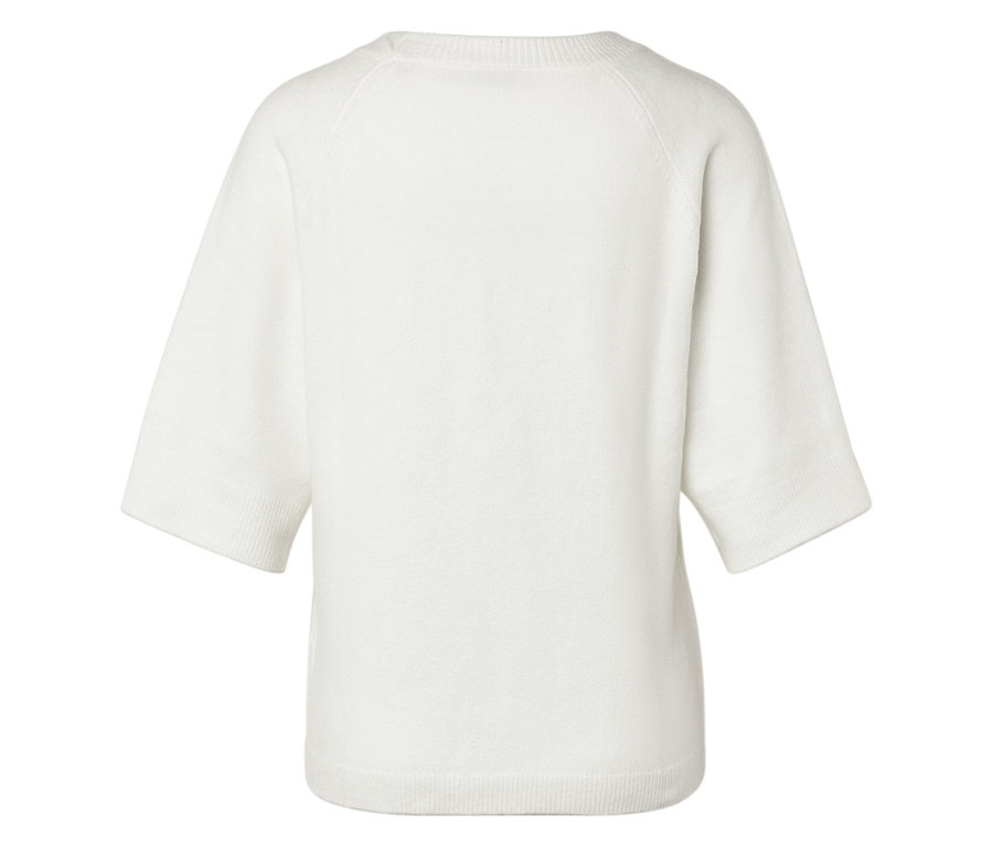 Pull blanc à manches courtes vu de dos.