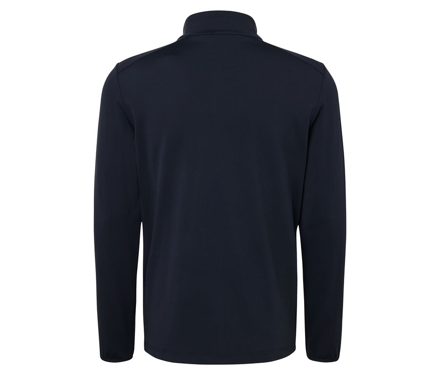 Veste fonctionnelle bleu foncé à manches longues vue de dos.