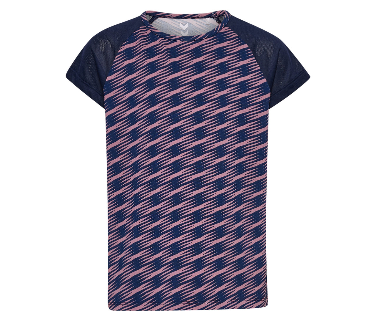 T-shirt bleu à manches courtes HUMMEL HMLJR Mix avec motif rose.