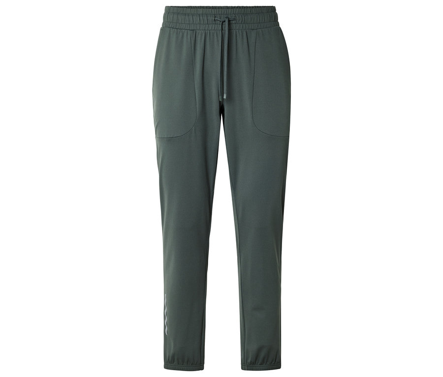 Un pantalon de jogging gris avec cordon de serrage et poches sur fond blanc.