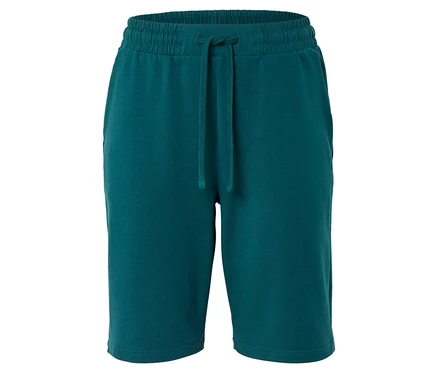 Gros plan sur un short turquoise avec cordon de serrage.