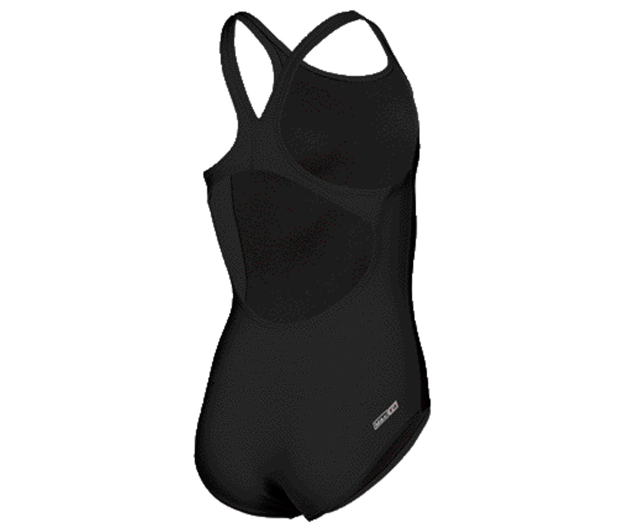 Maillot de bain noir avec bretelles croisées dans le dos.