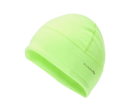 Bonnet jaune fluo avec l'inscription "Dry Active Plus" sur le côté, sur fond blanc.