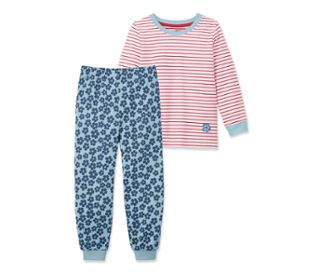 Haut rouge-blanc à rayures <br>Pantalon bleu fleuri