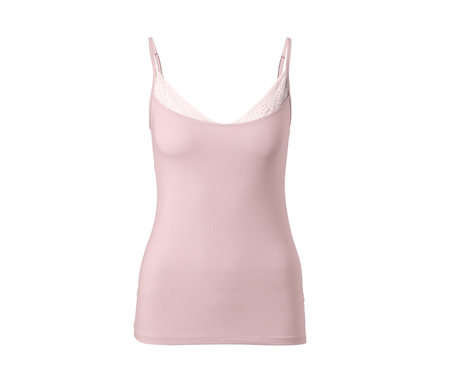 Débardeur rose avec dentelle.