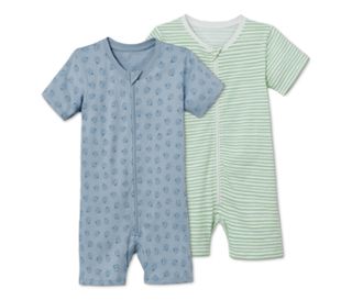 1x vert-blanc à rayures, 1x bleu clair à imprimé intégral bleu