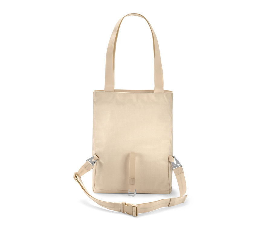 Un sac à bandoulière de sécurité beige avec des sangles.