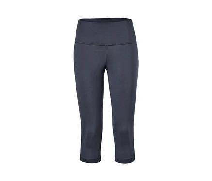 Un legging de sport 3/4 super doux gris foncé sur fond blanc.