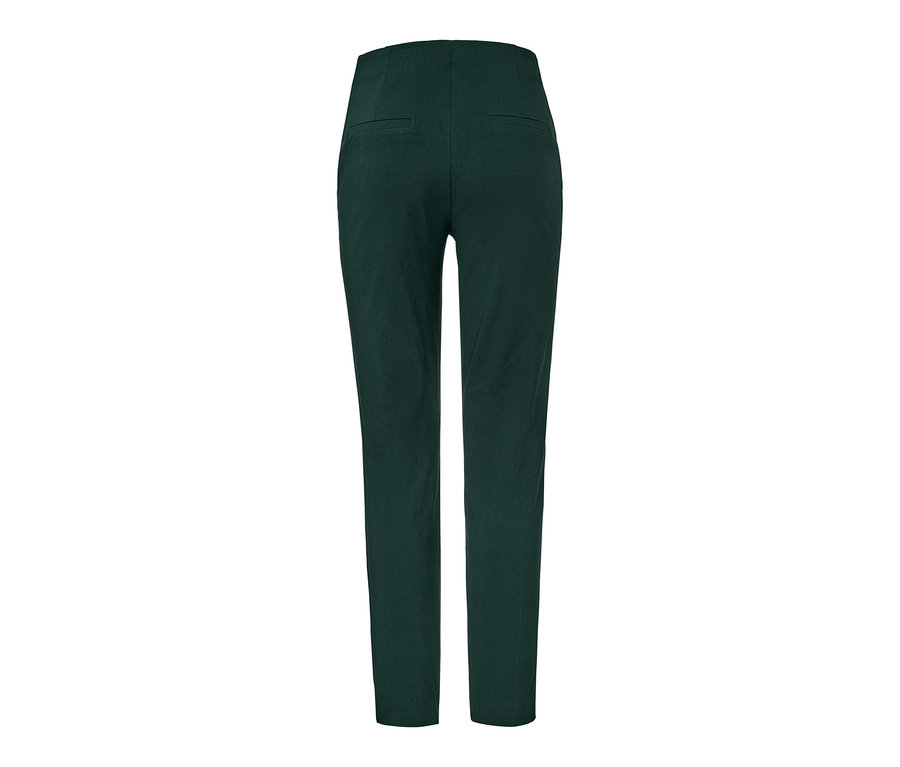 Pantalon stretch vert foncé avec nervure vue de dos.