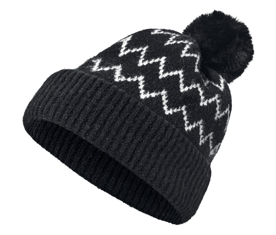 Bonnet en maille blanc avec pompon.