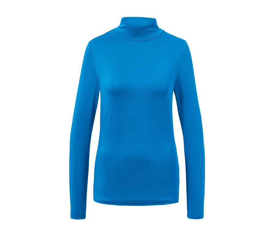 T-shirt à col montant bleu moyen.