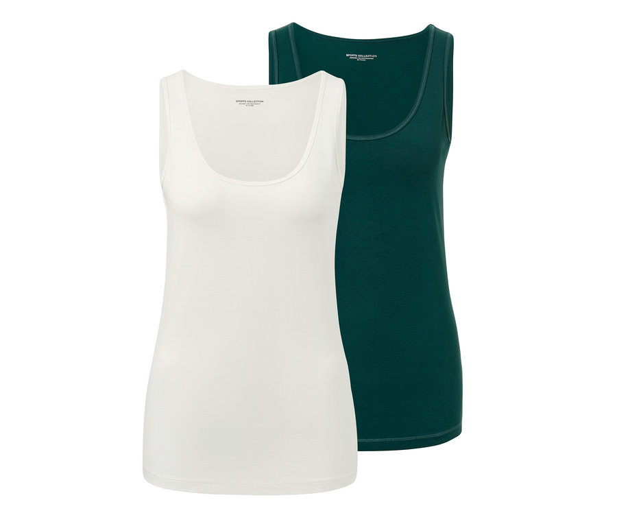 Deux tops, un vert et un blanc cassé.