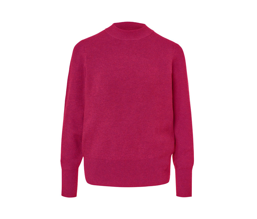 Pull en maille fine rouge framboise.