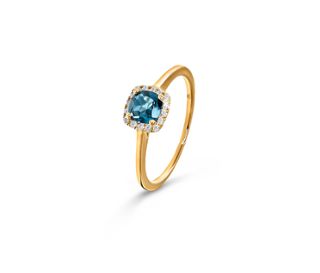 Bague en or 375 topaze London Blue