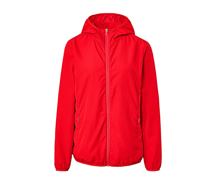 Veste fonctionnelle légère « pack me » rouge orange avec fermeture éclair et capuche.