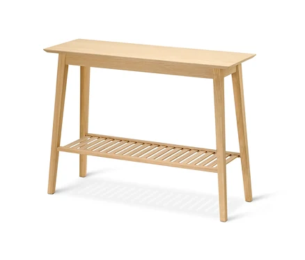 Console en bois de frêne avec 2 étagères.