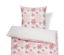 Parure de lit blanche en microfibre et flanelle avec motif de flocons de neige rouges, taille standard et grande taille.