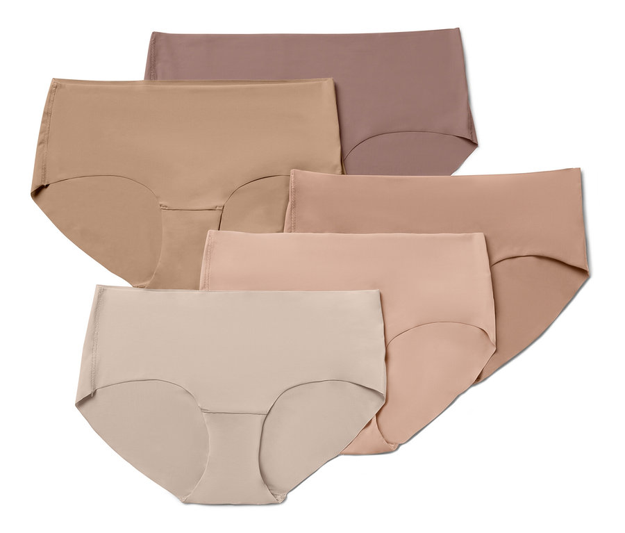 Cinq culottes Magic Cut beiges.