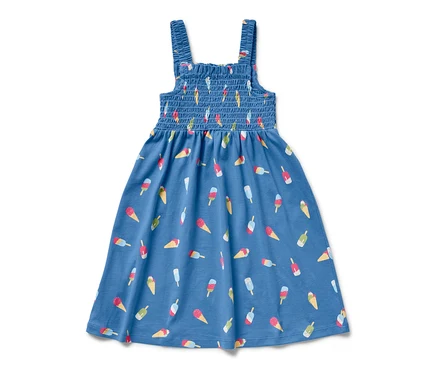 Robe à bretelles bleue avec imprimé de glaces