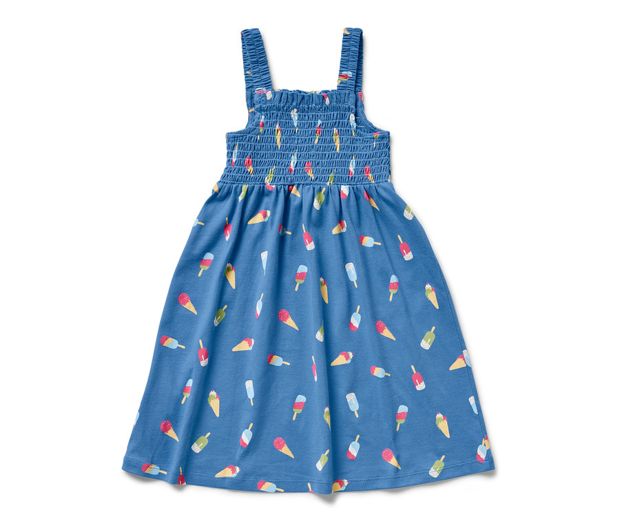 Robe à bretelles bleue avec imprimé de glaces