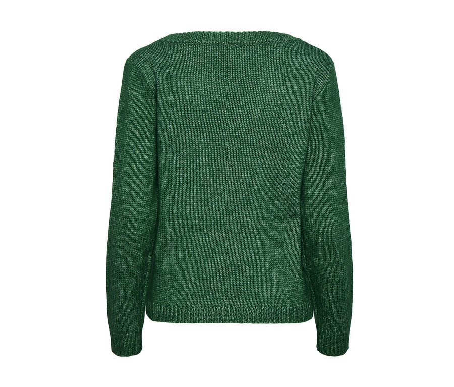 Pull en grosse maille vert.