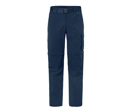 Pantalon fonctionnel 2 en 1 bleu marine avec jambes amovibles et ceinture.