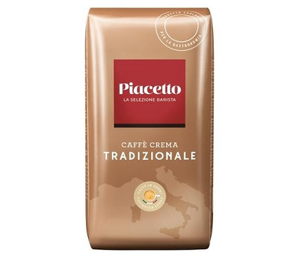 Un paquet de Caffè Crema Tradizionale Piacetto – 1 kg, en grains.