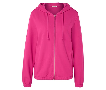 Veste à capuche zippée rose.