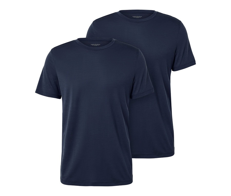 Deux t-shirts bleus en laine mérinos.