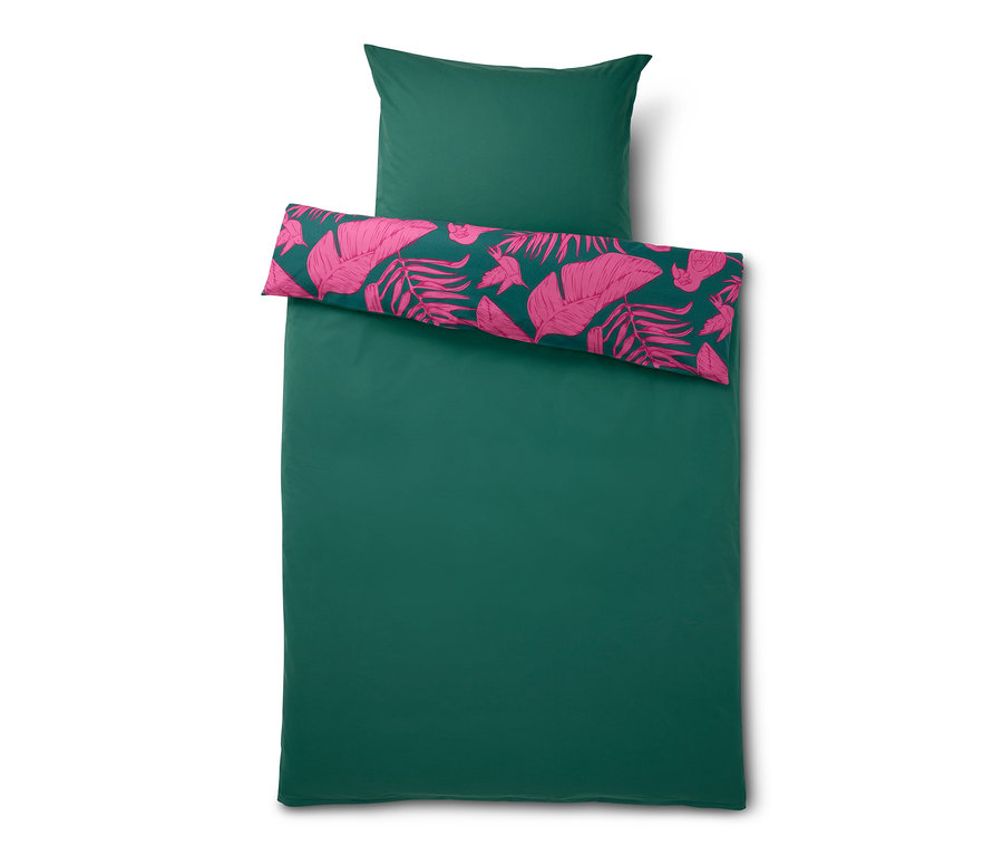 Parure de lit en renforcé vert tropical de taille standard avec un motif tropical.