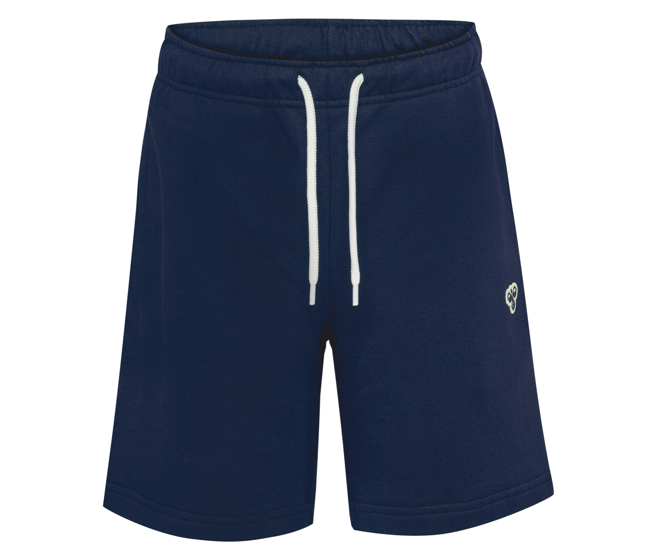 Short de survêtement ample hummel® HMLJR bleu avec cordon blanc et petit logo.