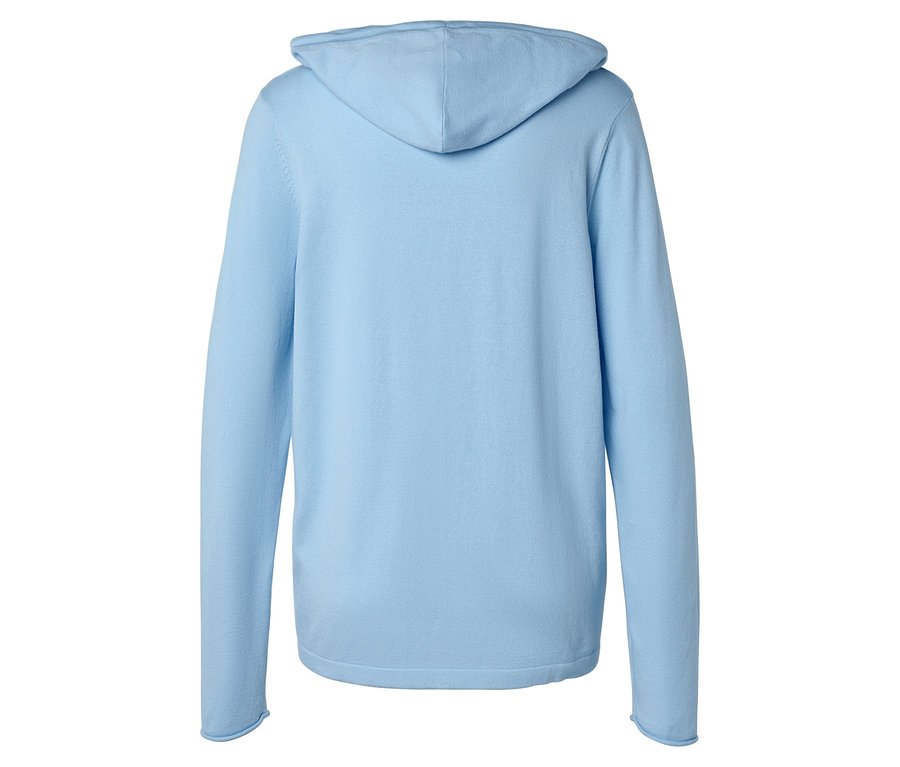 Vue arrière d'un sweat à capuche bleu clair.