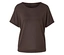 Haut en tricot marron à manches courtes et encolure ras du cou.
