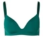 Soutien-gorge vert à fines bretelles sur fond blanc.