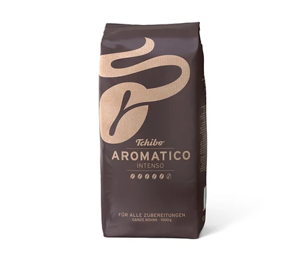 Un paquet de café en grains Aromatico Intenso – 1 kg est debout.