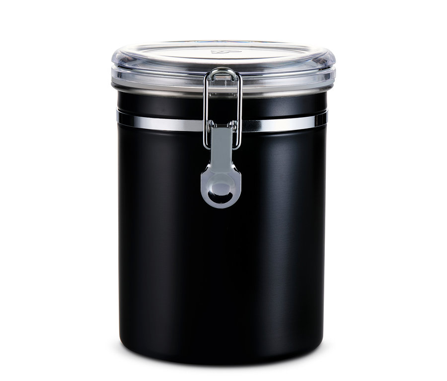 Boîte à arômes noire avec couvercle transparent.