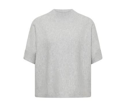 Pull en maille CECIL gris à manches courtes et col montant.