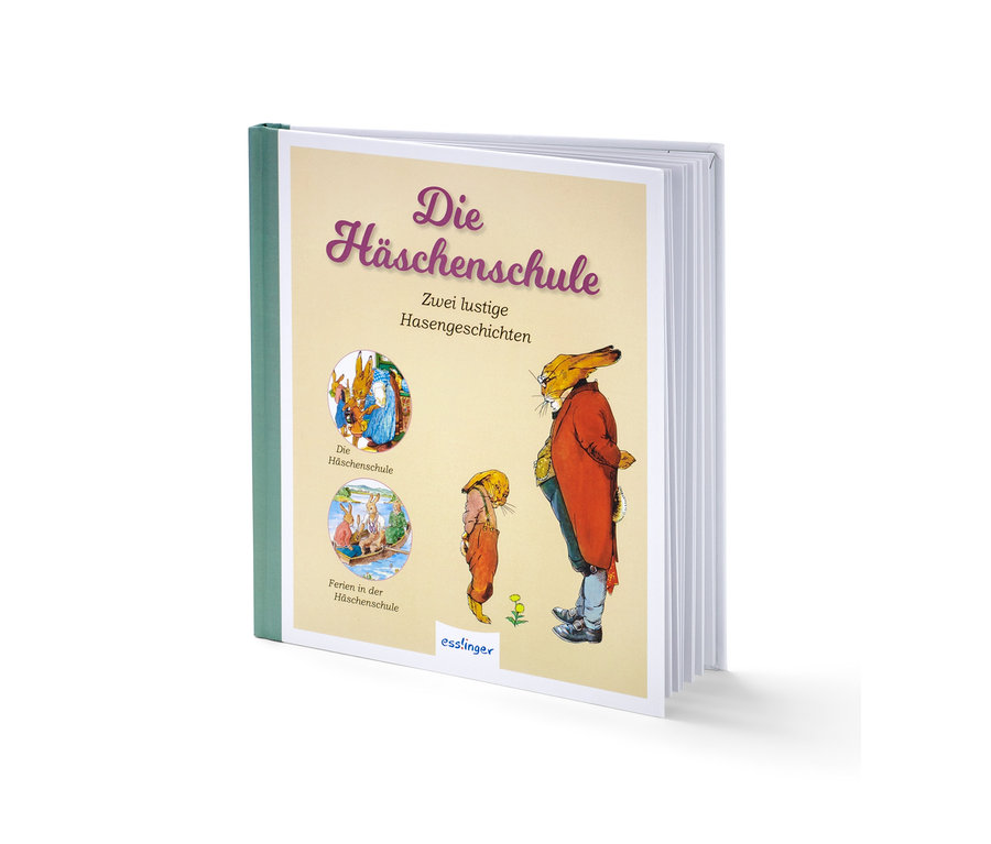 Livre « Die Häschenschule » (en allemand) avec des illustrations de lapins.