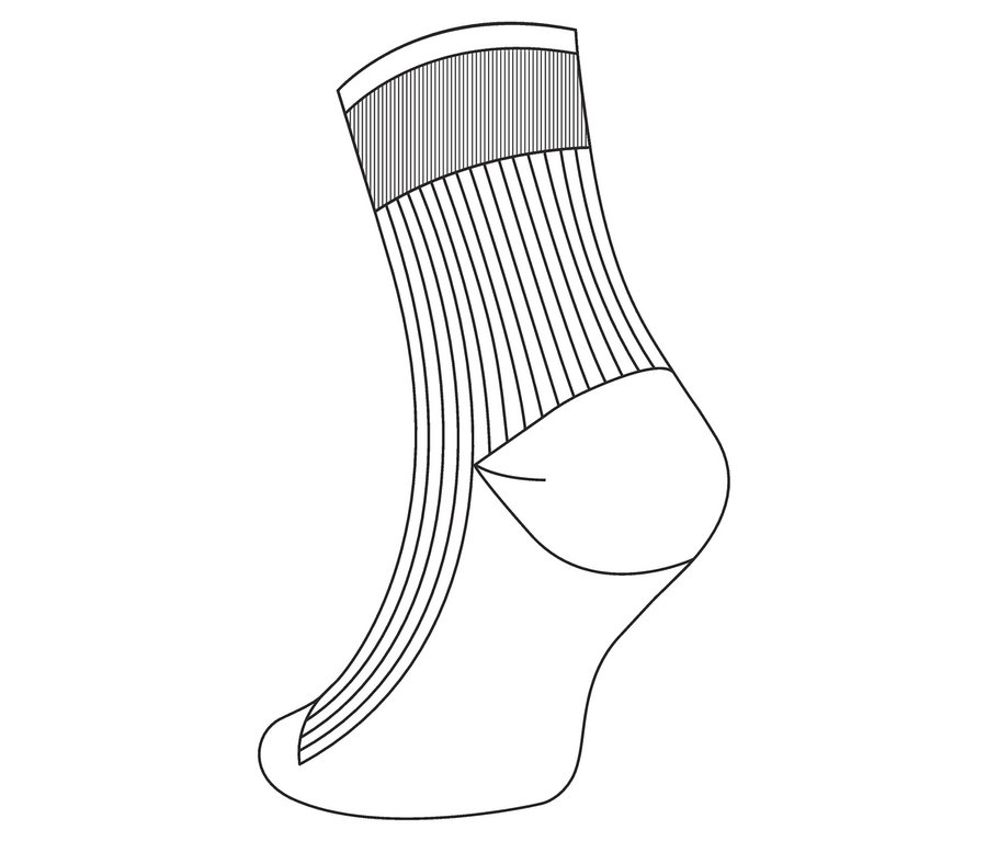 Schéma d'une seule chaussette, 2 paires de chaussettes.