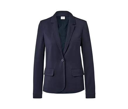Blazer en jersey bleu marine.