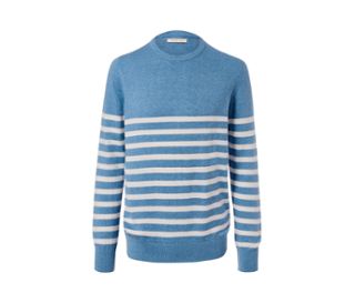 Bleu clair chiné avec rayures blanches