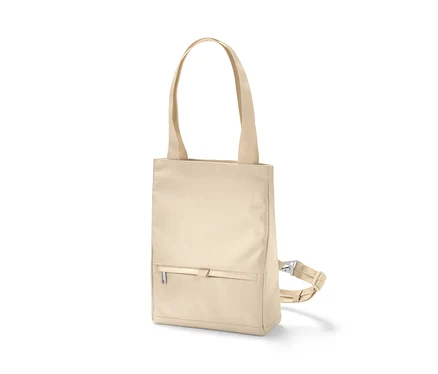 Sac à bandoulière de sécurité beige.