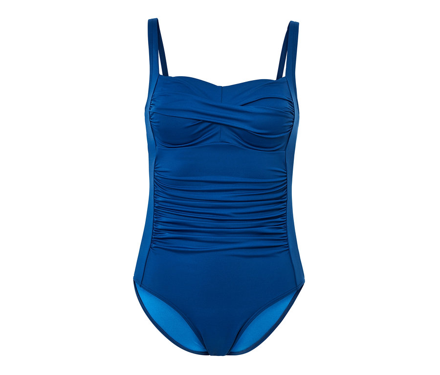 Maillot de bain gainant bleu roi avec des matériaux recyclés.